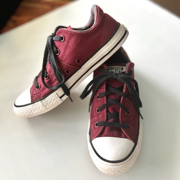 CONVERSE JUNIORS SIZE 2–CLEAN & COOL-BURGUNDY—KIDS UNISEX SZ 2 - Picture 7 of 16